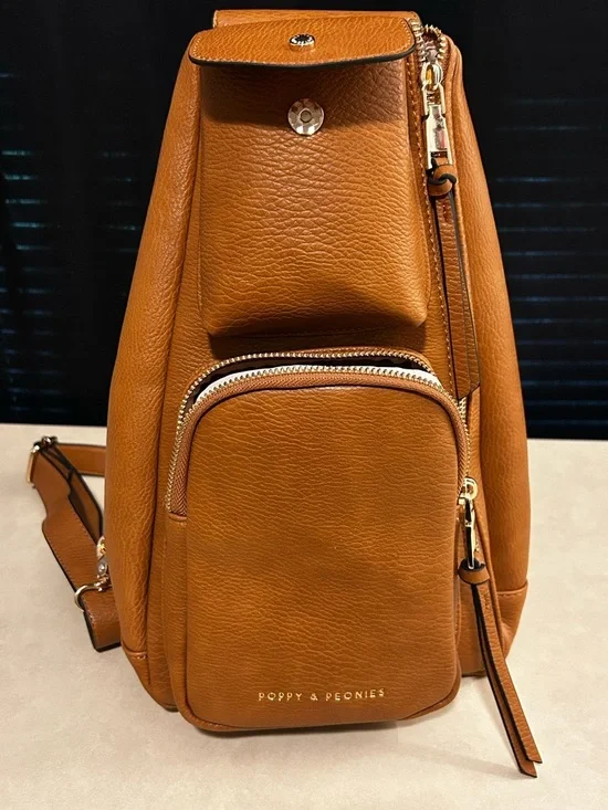 Poppy & Peonies Pebbled Leather Sling Backpack Purse NWOT - Picture 15 of 15